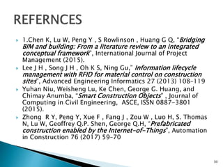  1.Chen K, Lu W, Peng Y , S Rowlinson , Huang G Q, “Bridging
BIM and building: From a literature review to an integrated
...