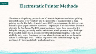 Electrostatic Printer Methods
Page: 07
The electrostatic printing process is one of the most important non impact printing...