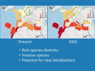 Present 2055
• Rich species diversity
• Invasive species
• Potential for new introductions
 