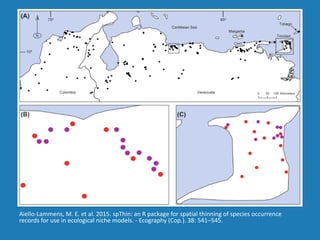 Aiello-Lammens, M. E. et al. 2015. spThin: an R package for spatial thinning of species occurrence
records for use in ecological niche models. - Ecography (Cop.). 38: 541–545.
 