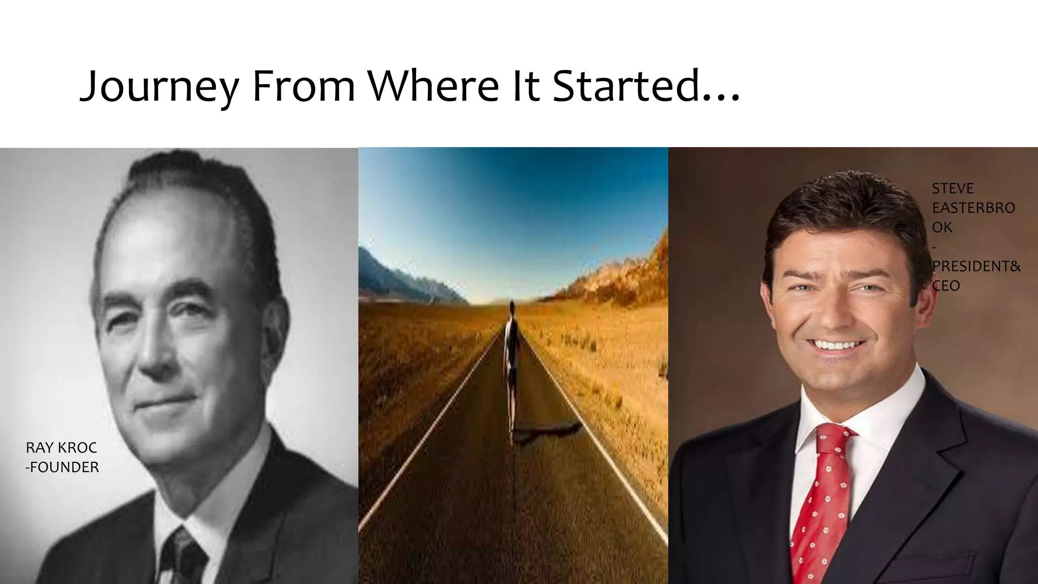 Journey From Where It Started…
RAY KROC
-FOUNDER
STEVE
EASTERBRO
OK
-
PRESIDENT&
CEO