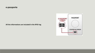 e-passporte
All the informations are included in the RFID tag
 