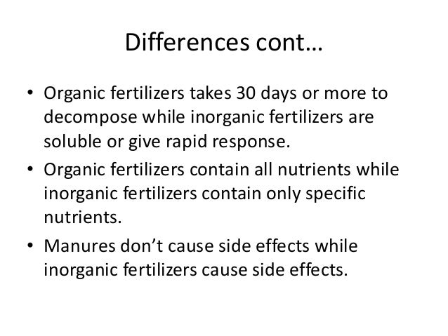 Differences Between Organic And Inorganic Fertilizer