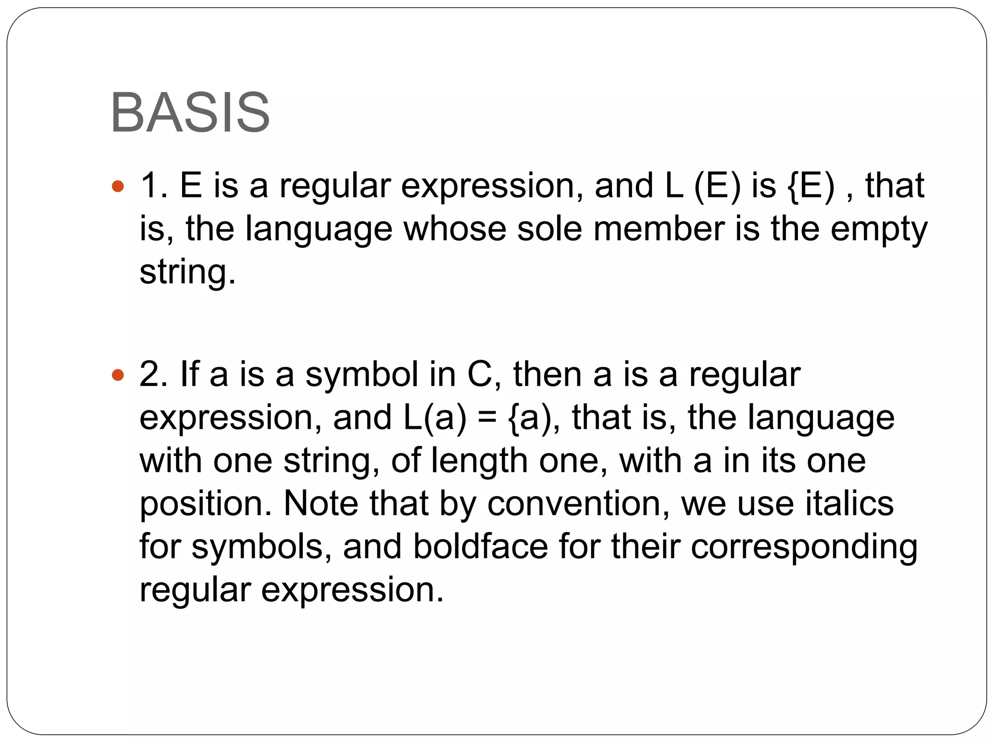 Regular expression in compiler design ppt