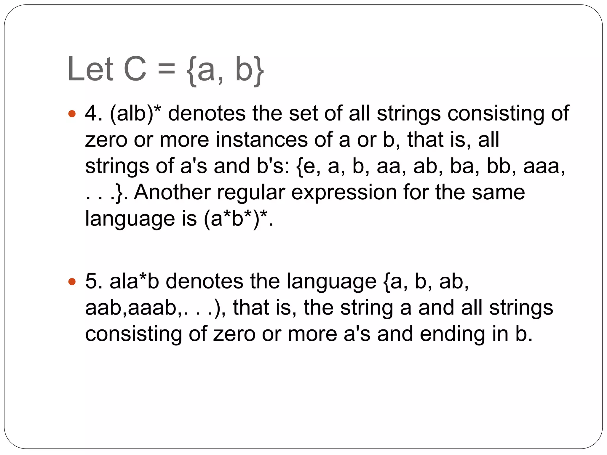 Regular expression in compiler design ppt