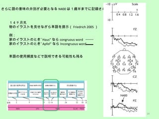 Zζ̈́eҪȤʤ N400 ϣrޤǤӛh

Υ饹ȤҊʤgZʾ Friedrich 2005 

ҤΥ饹ȤΤȤ Haus ʤ congruous word
ҤΥ饹ȤΤȤ Apfel ʤ Incongruous word
gZʹlȤʤɤhǤԤФ
14
 