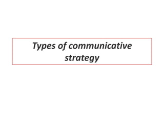 Types of communicative
strategy
 