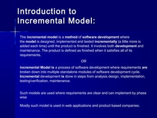 Waterfall, Incremental and prototyping model | PPT