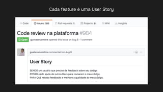 Cada feature é uma User Story
 