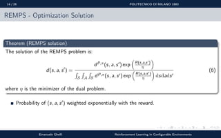 14 / 26 POLITECNICO DI MILANO 1863
REMPS - Optimization Solution
Theorem (REMPS solution)
The solution of the REMPS proble...
