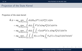 31 / 26 POLITECNICO DI MILANO 1863
Projection of the State Kernel
Projection of the state kernel:
θ, ω = arg min
θ∈Θ,ω∈Ω S...
