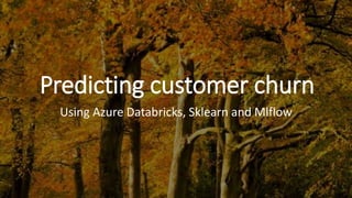 Predicting customer churn
Using Azure Databricks, Sklearn and Mlflow
 