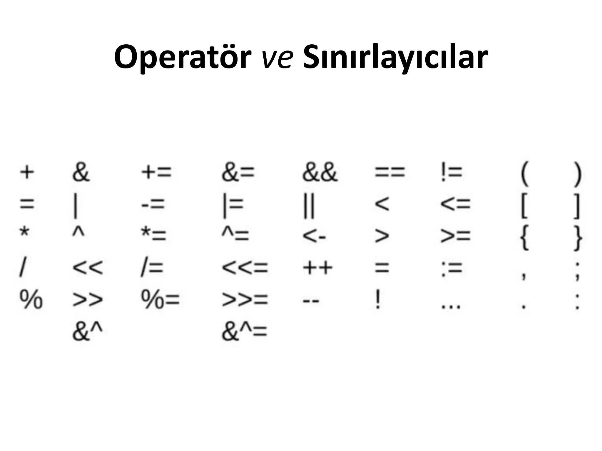 Operatör ve Sınırlayıcılar
 