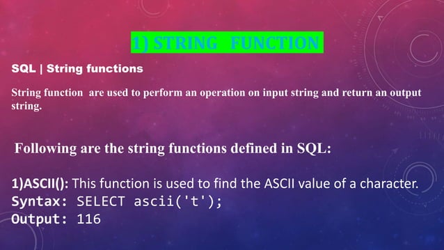 sql function(ppt) | PPTX