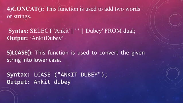 sql function(ppt) | PPTX