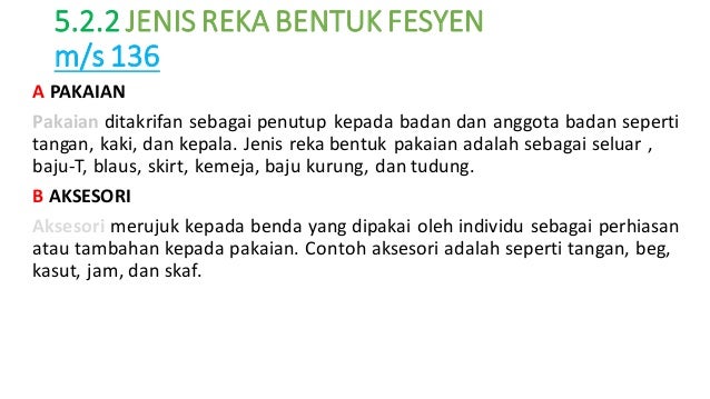 Tingkatan 1 Bab 5 Fesyen