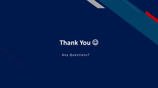 A ny Qu estion s?
Thank You 
 