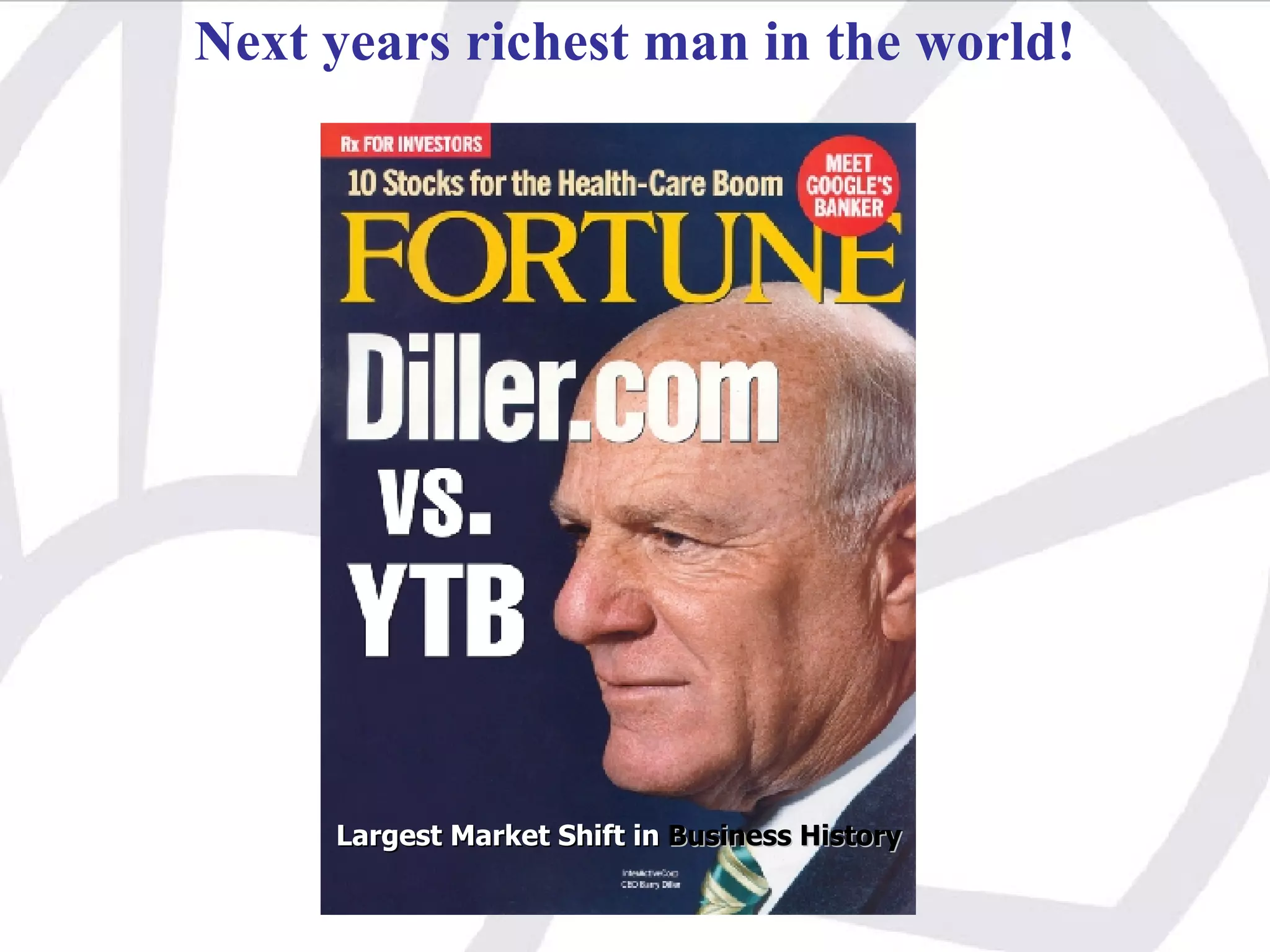 Next years richest man in the world! Largest Market Shift in  Business History 