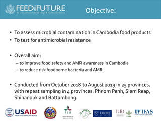 Salmonella and Staphylococcus contamination in pork and chicken in Cambodian markets