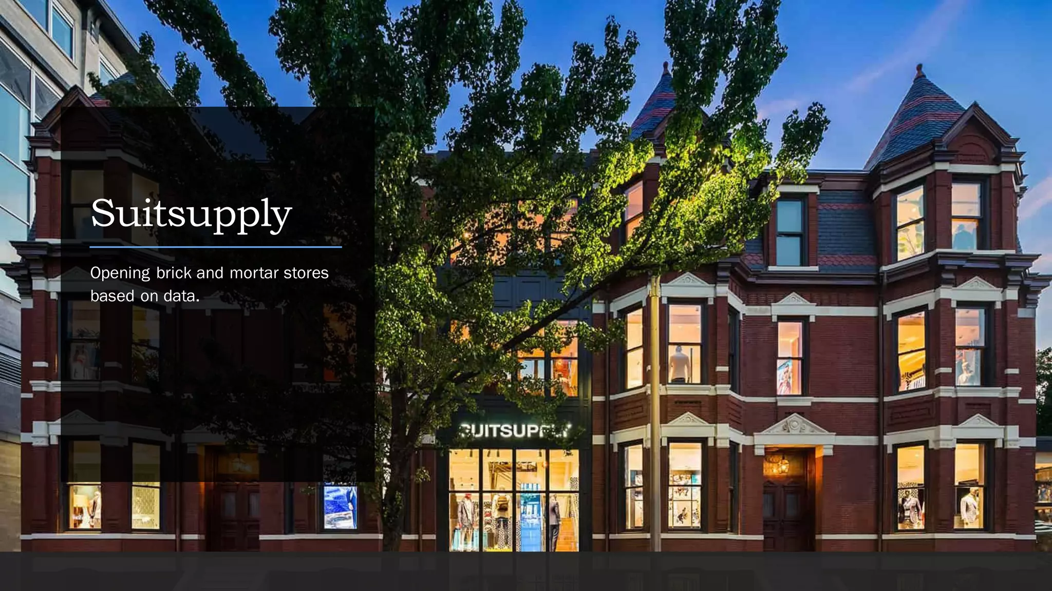 Suitsupply
Opening brick and mortar stores
based on data.
 