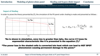 Impact of Partial Shading and bypass diode on PV panel Output Power | PDF