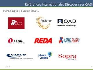 juin-20 15
Références Internationales Discovery sur QAD
Maroc, Egypt, Europe, Asie…
 