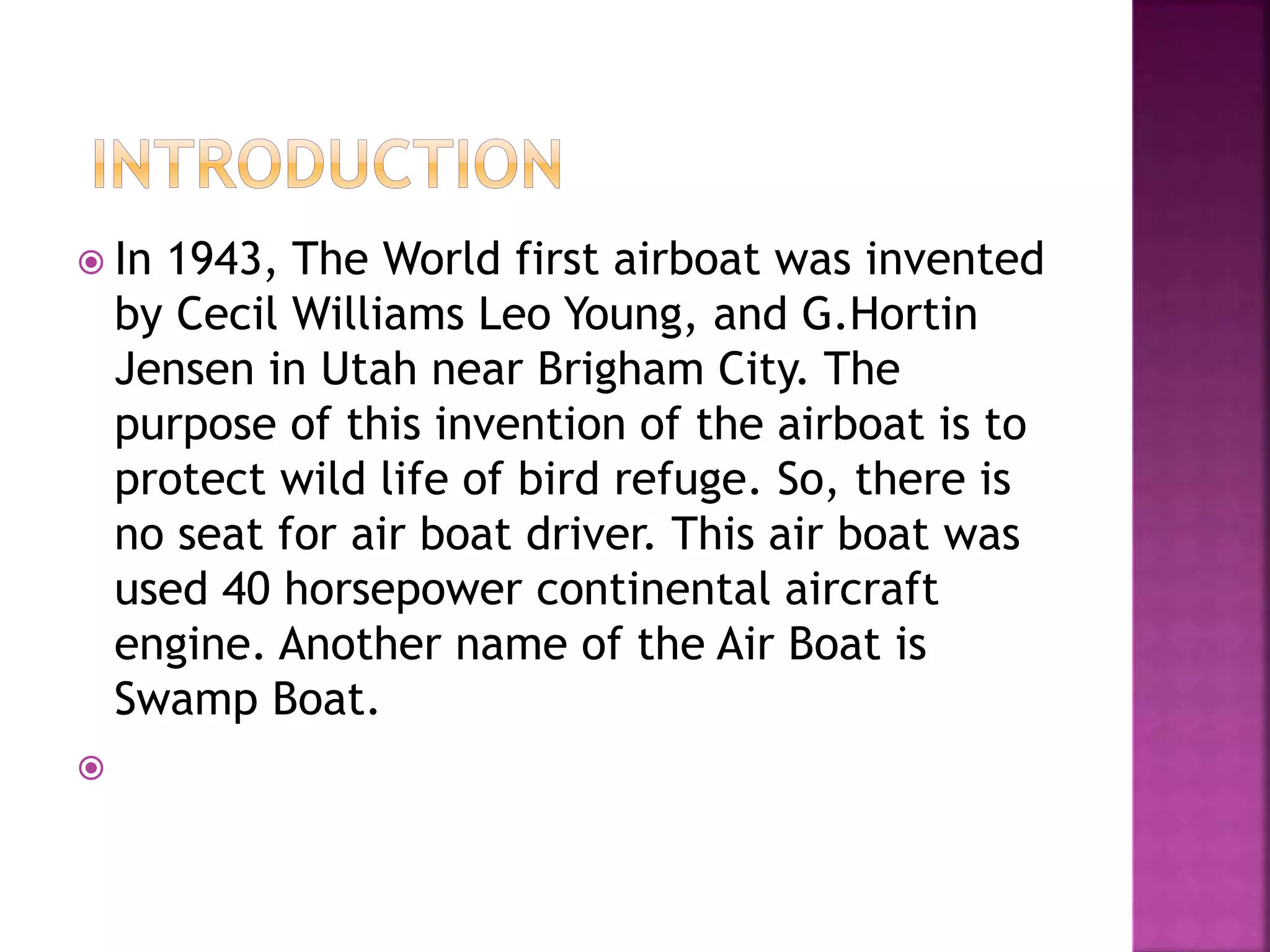 Airboat Design for manufactuing | PPTX