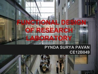 FUNCTIONAL DESIGN
OF RESEARCH
LABORATORY
PYNDA SURYA PAVAN
CE12B049
 