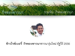 รวมทีม กิจของชาวนา 
ข้าวไรซ์เบอรี่ กิจของชาวนาชาวนารุ่นใหม่ อัฐวีร์ 2556  