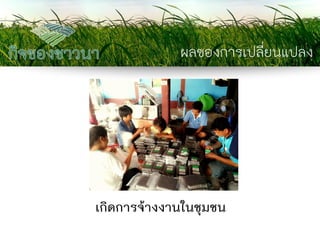ผลของการเปลี่ยนแปลง 
เกิดการจ้างงานในชุมชน  