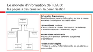 Introduction sur les métadonnées : définition
Une métadonnée est une donnée
servant à définir ou décrire une
autre donnée. Porteuse
d'information sur le contexte, le
sens et la finalité de la ressource
informationnelle portée par la donnée
brute.
μετά:
préfixe grec
indiquant l'auto-
référence
19
 