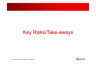 22 Global – Seven Themes to Watch in 2017 | February 2017
Key Risks/Take-aways
 