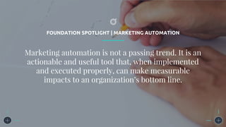 FOUNDATION SPOTLIGHT | MARKETING AUTOMATION
Marketing automation is not a passing trend. It is an
actionable and useful to...