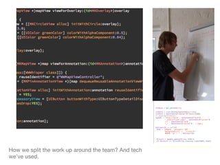 How we split the work up around the team? And tech
we've used.
 