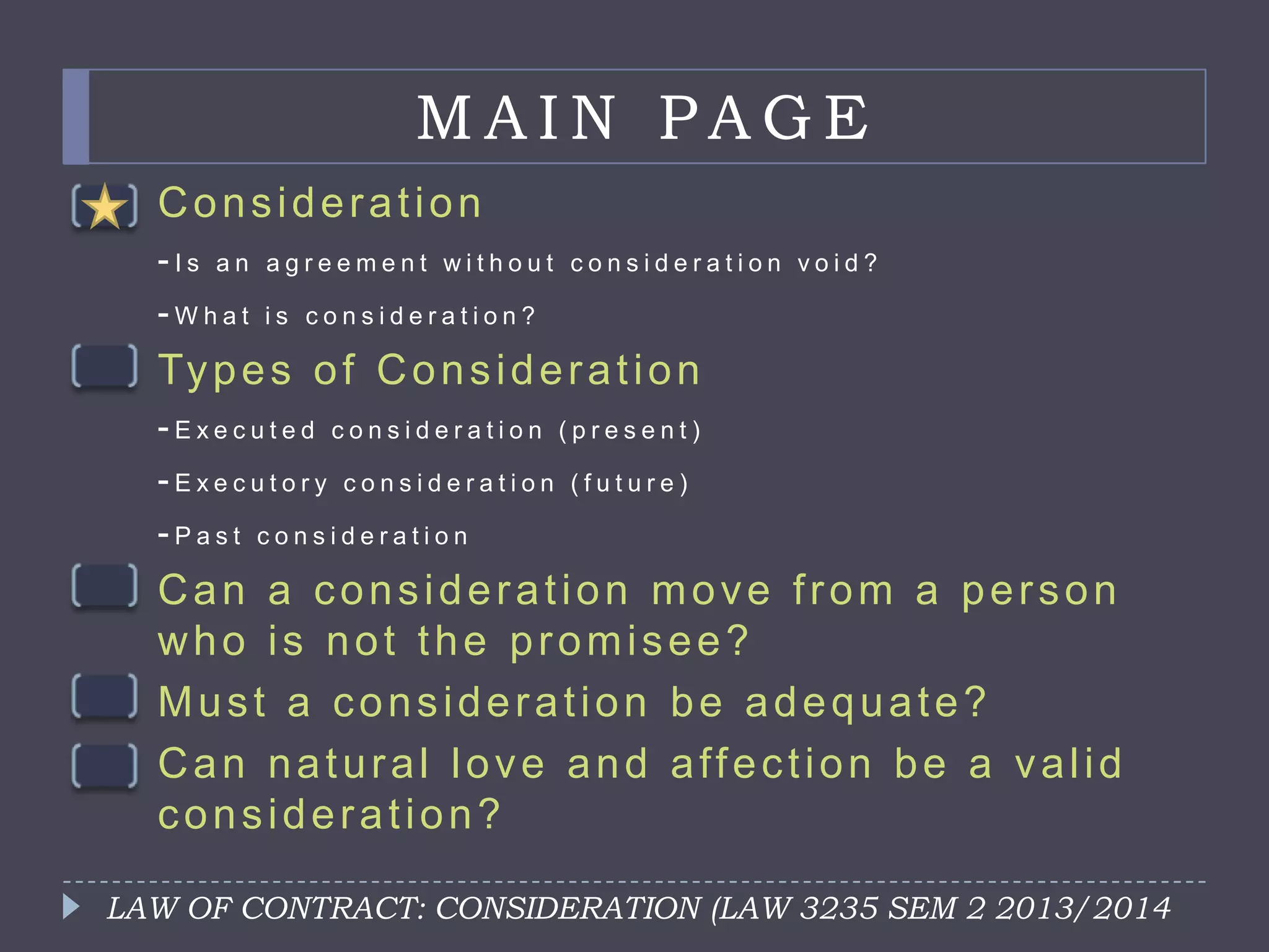 Model Consideration Executed Consideration