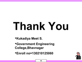 39
Thank You
Kukadiya Meet S.
Government Engineering
College,Bhavnagar
Enroll no=130210125060
 