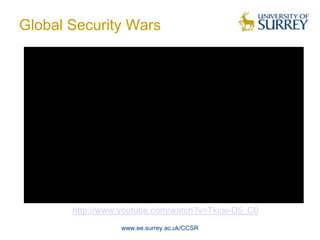 Global Security Wars




       http://www.youtube.com/watch?v=Tkcxi-D5_C0
                  www.ee.surrey.ac.uk/CCSR
 