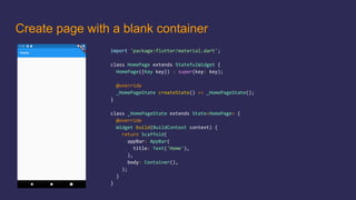 Create page with a blank container
 