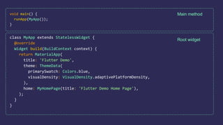 Main method
Root widget
 