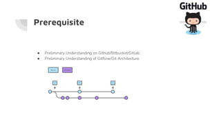 Prerequisite
● Preliminary Understanding on Github/Bitbucket/Gitlab.
● Preliminary Understanding of Gitflow/Git Architecture.
 