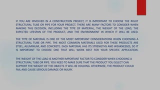 Structural Tubes and Pipe | PPTX