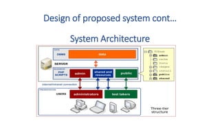 Design of proposed system cont…
System Architecture
 
