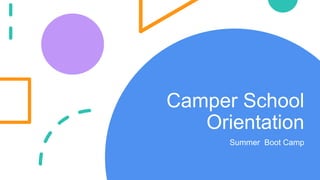 Camper School
Orientation
Summer Boot Camp
 