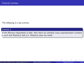 Note on the Riemann Hypothesis | PDF