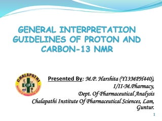 Presented By: M.P. Harshita (Y13MPH440),
I/II-M.Pharmacy,
Dept. Of Pharmaceutical Analysis
Chalapathi Institute Of Pharmaceutical Sciences, Lam,
Guntur.
1
 