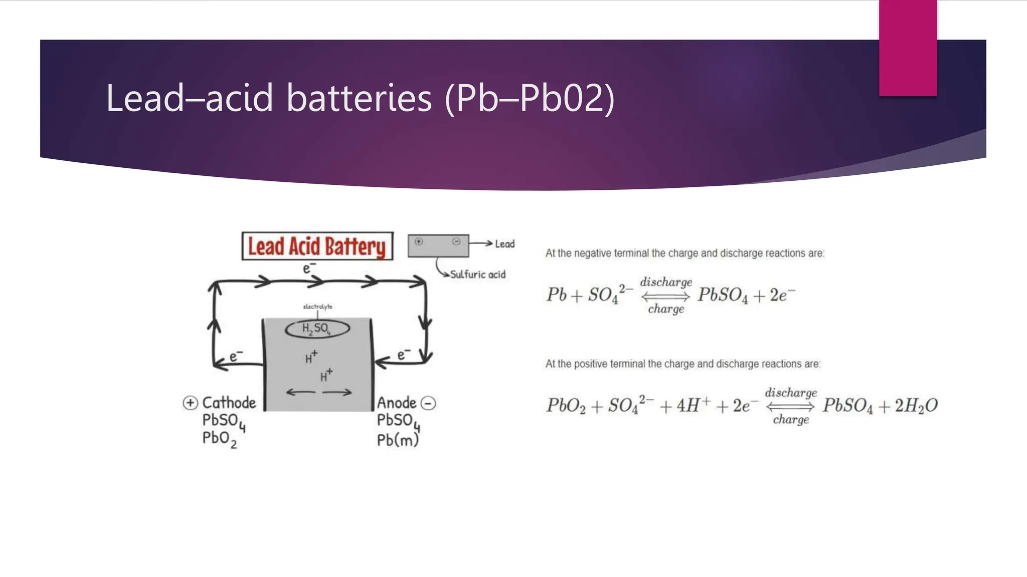 Lead–acid batteries (Pb–Pb02)
 
