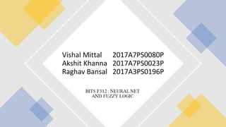 Vishal Mittal 2017A7PS0080P
Akshit Khanna 2017A7PS0023P
Raghav Bansal 2017A3PS0196P
 