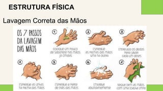 2 0 X X
6
ESTRUTURA FÍSICA
Lavagem Correta das Mãos
 