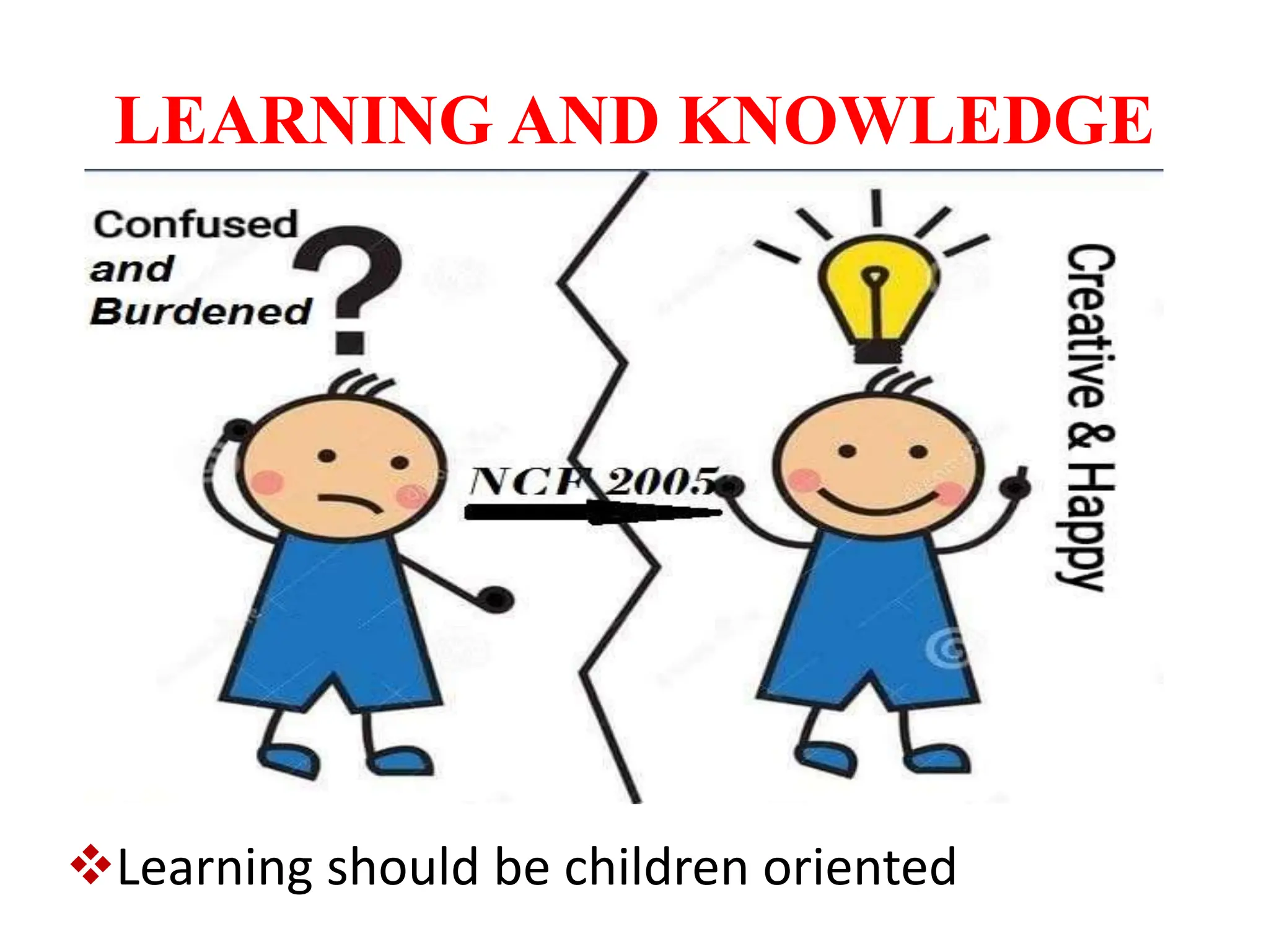 LEARNING AND KNOWLEDGE
Learning should be children oriented
 