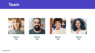 Team
Name
Title
Name
Title
Name
Title
Name
Title
Presentation title 7
 